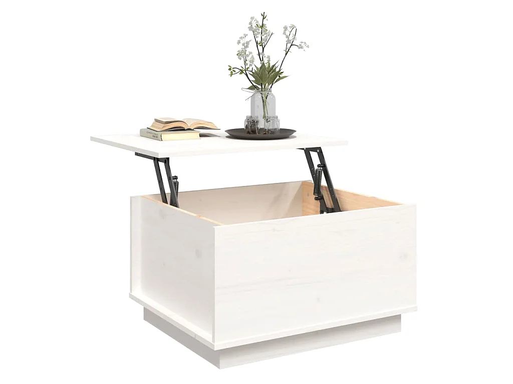 Salontafel 60x50x35 cm massief grenenhout wit