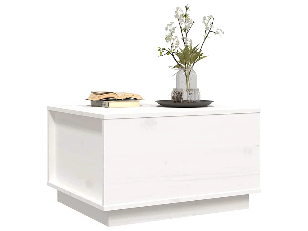 Salontafel 60x50x35 cm massief grenenhout wit