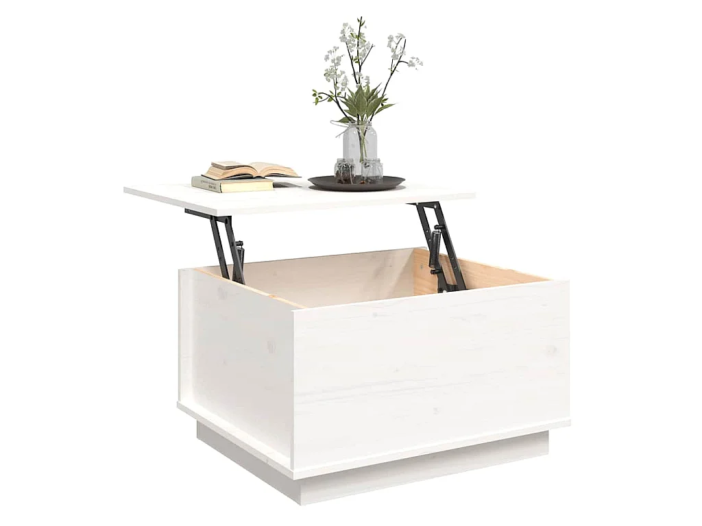 Salontafel 60x50x35 cm massief grenenhout wit