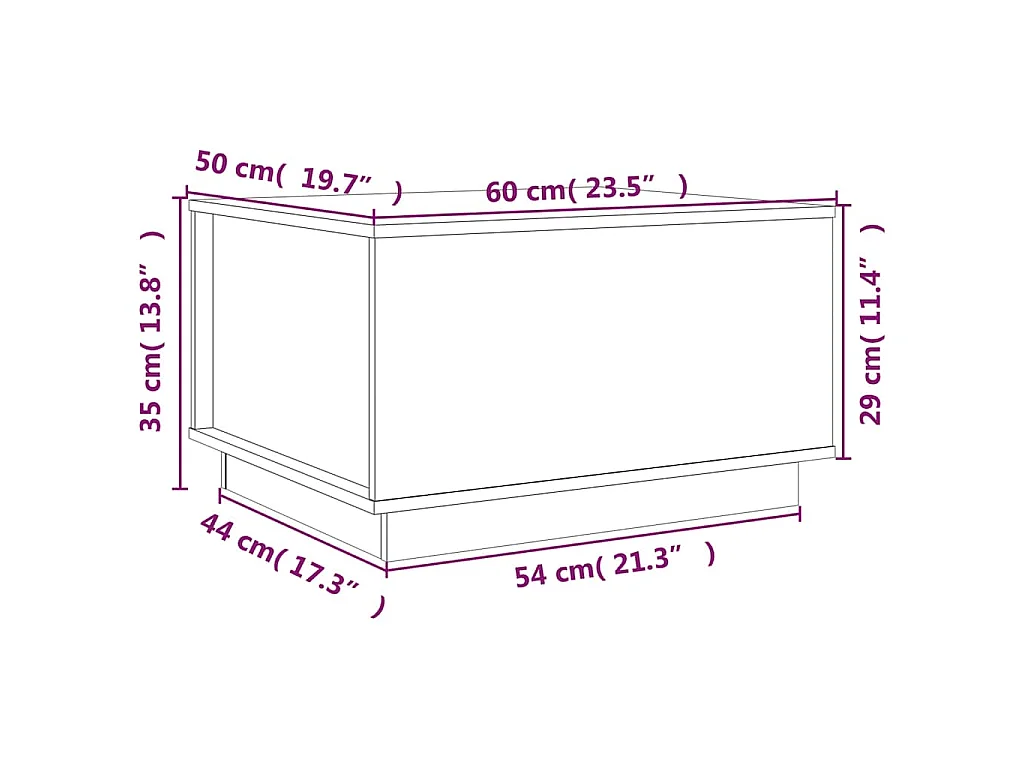 Salontafel 60x50x35 cm massief grenenhout wit