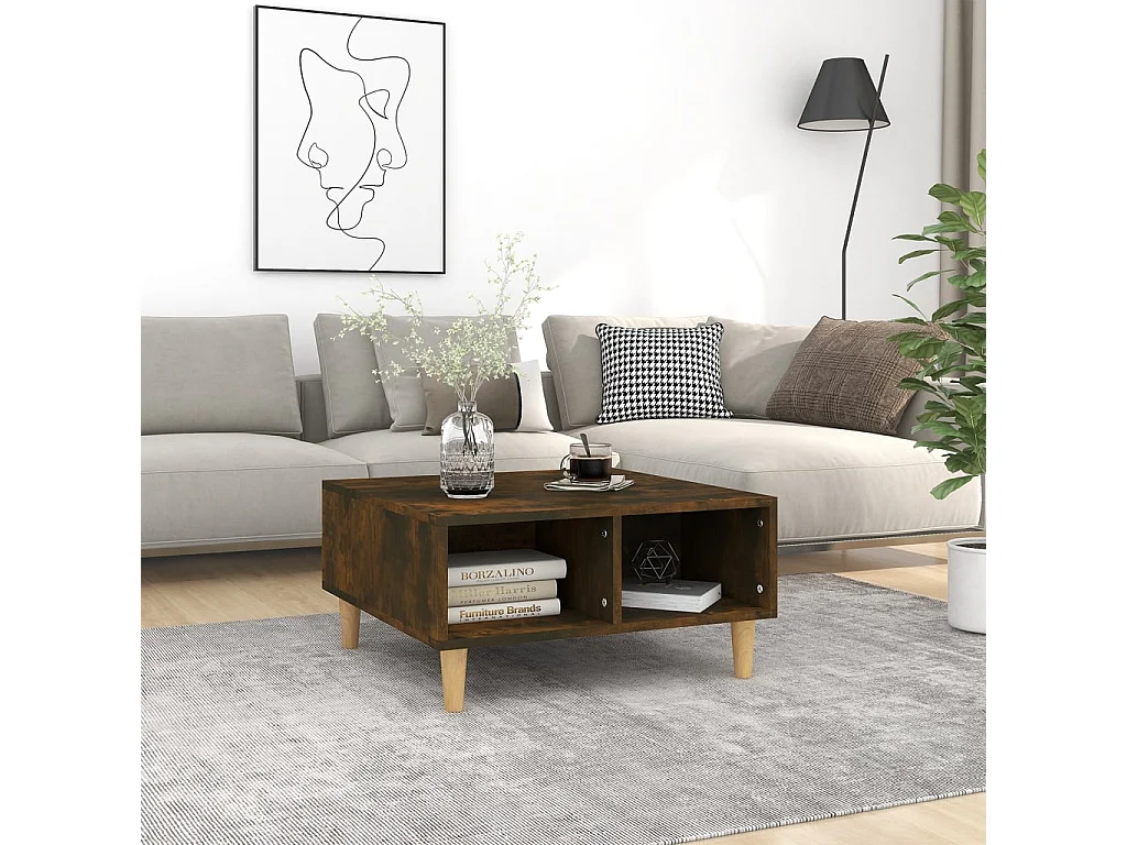 Tavolino da Salotto Rovere Fumo 60x60x30 cm in Truciolato