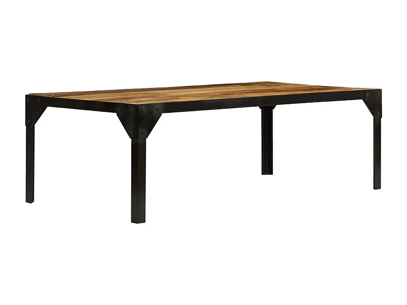 Tavolino da Salotto in Legno Massello di Mango e Acciaio 110 cm