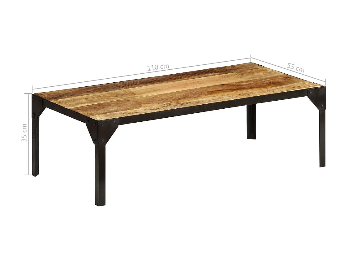 Table basse Bois massif de manguier brut et acier 110 cm