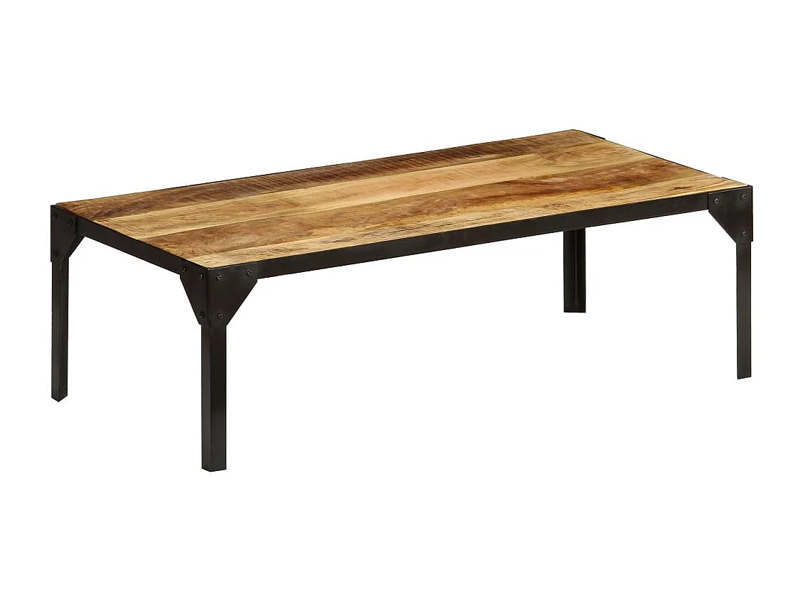 Table basse Bois massif de manguier brut et acier 110 cm