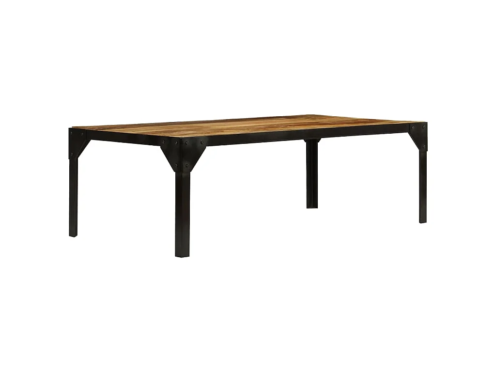 Table basse Bois massif de manguier brut et acier 110 cm