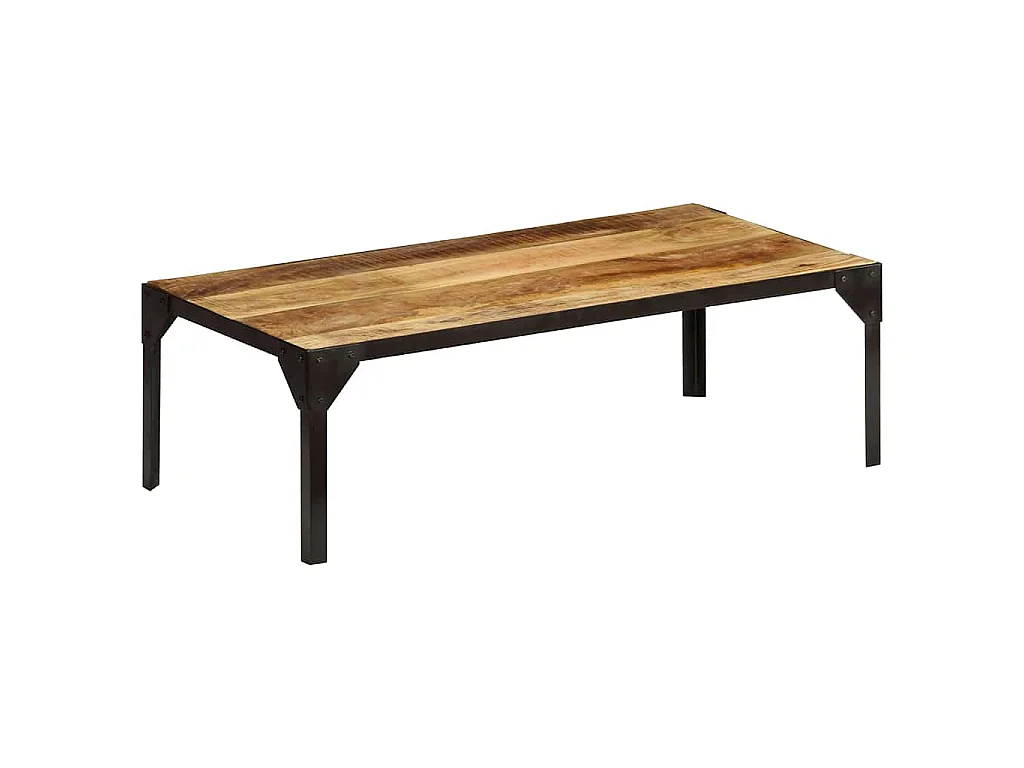 Table basse Bois massif de manguier brut et acier 110 cm