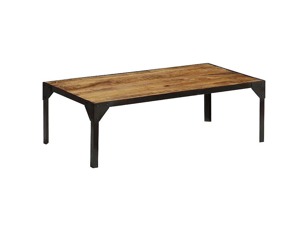 Table basse Bois massif de manguier brut et acier 110 cm