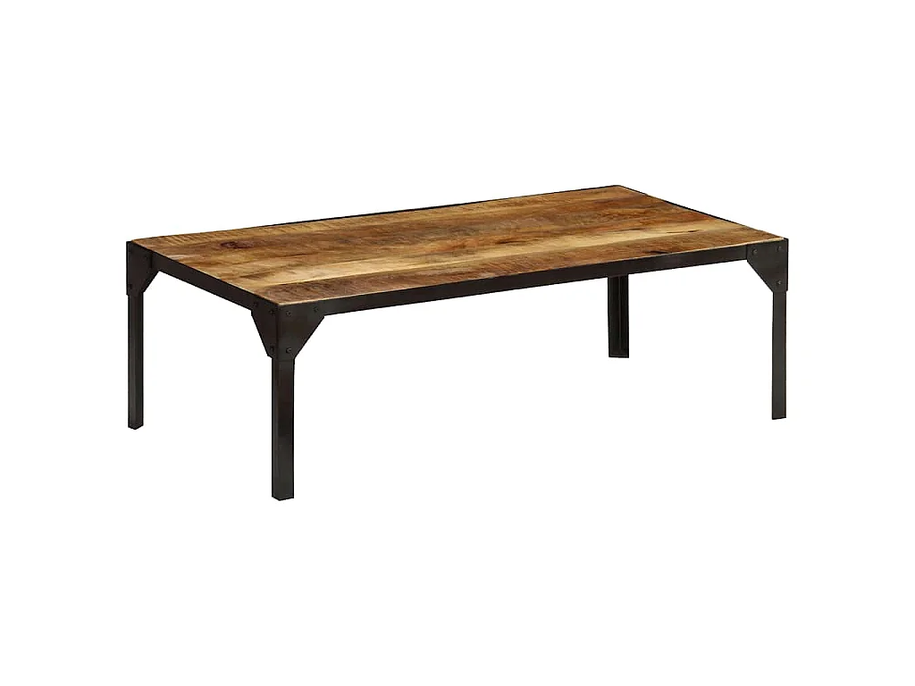Table basse Bois massif de manguier brut et acier 110 cm