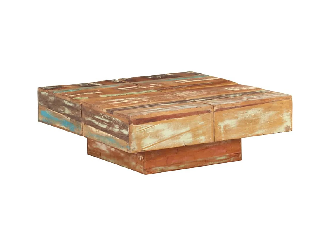 Table basse 80x80x28 cm Bois de récupération massif