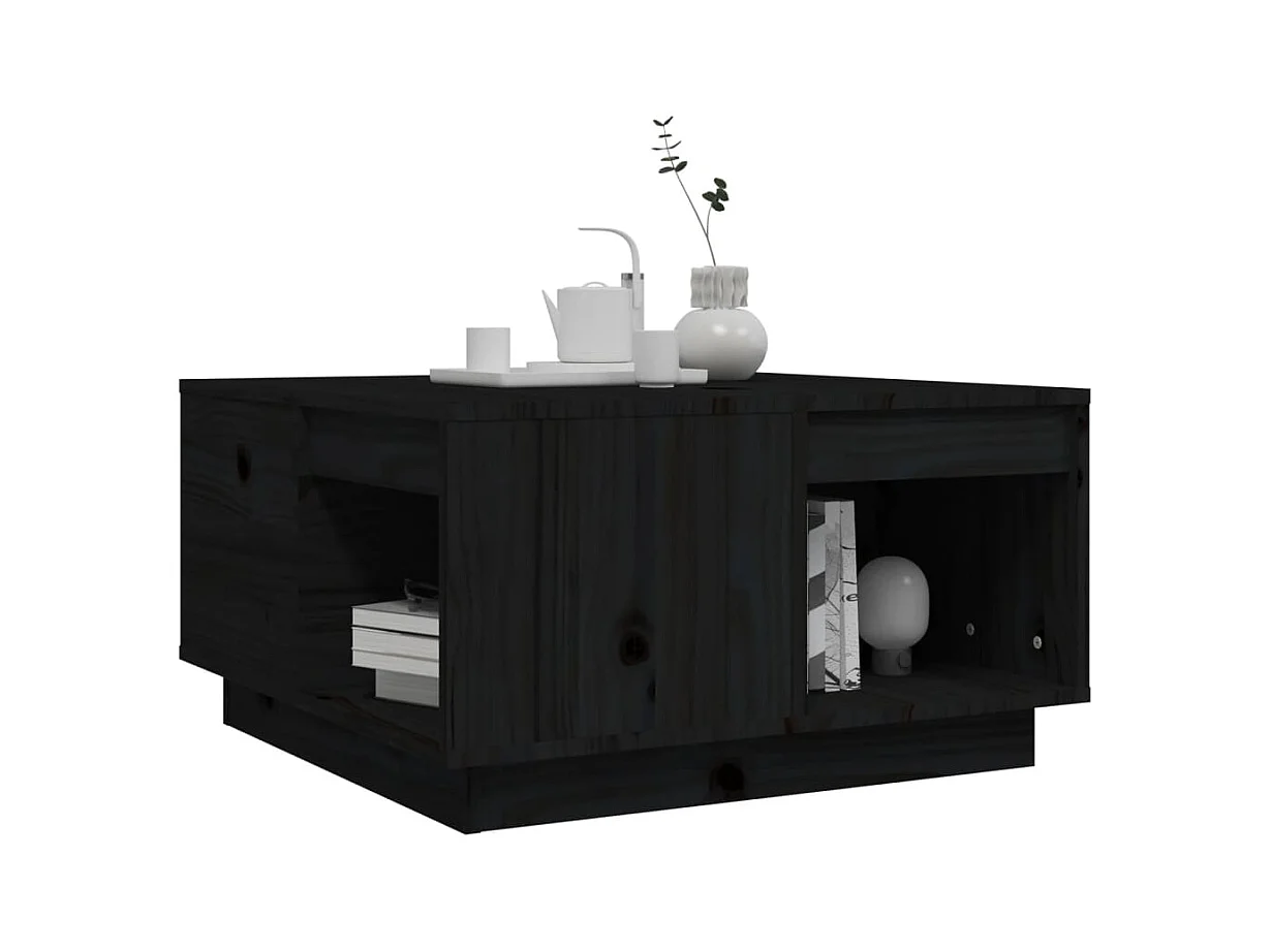 Couchtisch Schwarz 60x61x32,5 cm Massivholz Kiefer