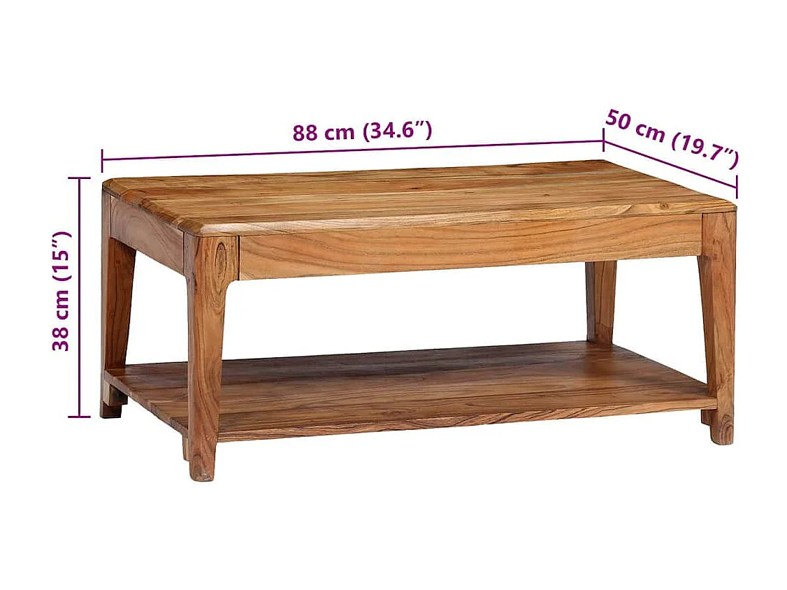 Tavolino da Salotto in Legno Massello 88x50x38 cm