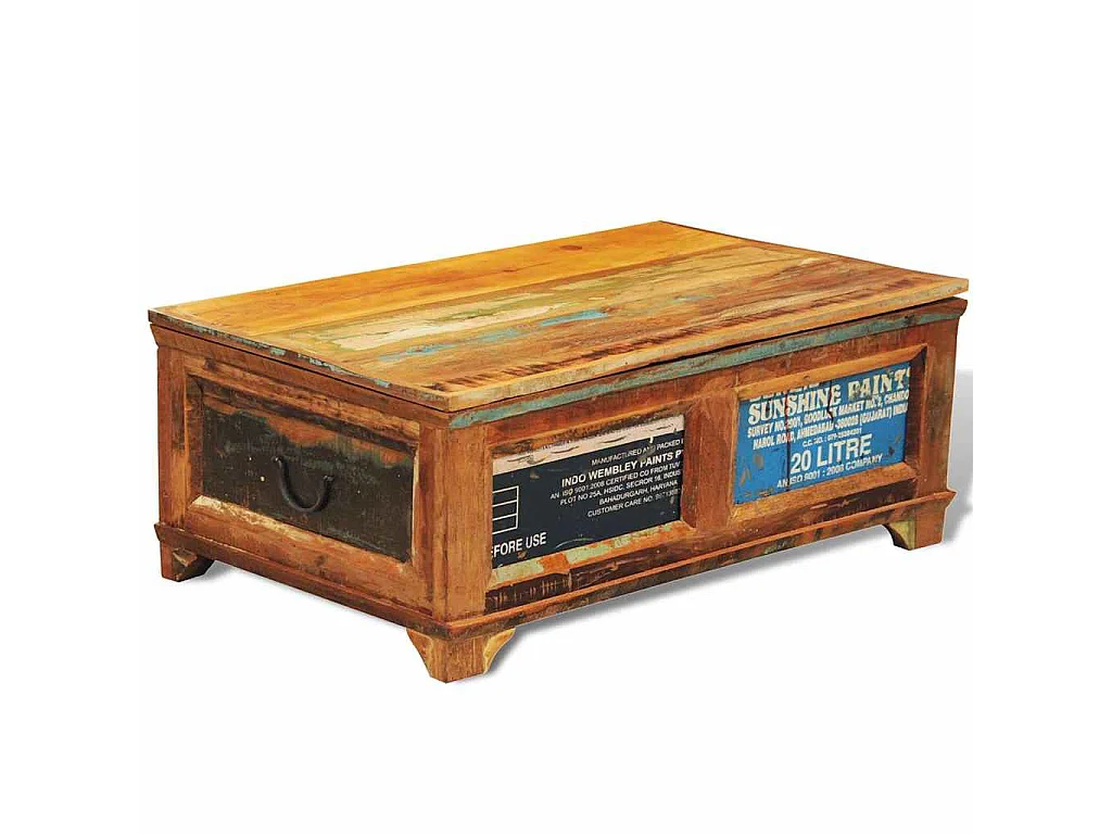 Tavolino da Caffè con Stoccaggio Vintage in Legno di Recupero