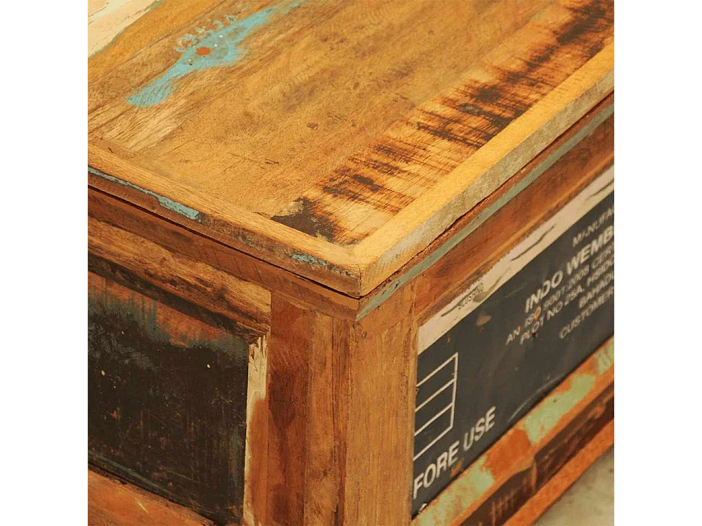 Tavolino da Caffè con Stoccaggio Vintage in Legno di Recupero