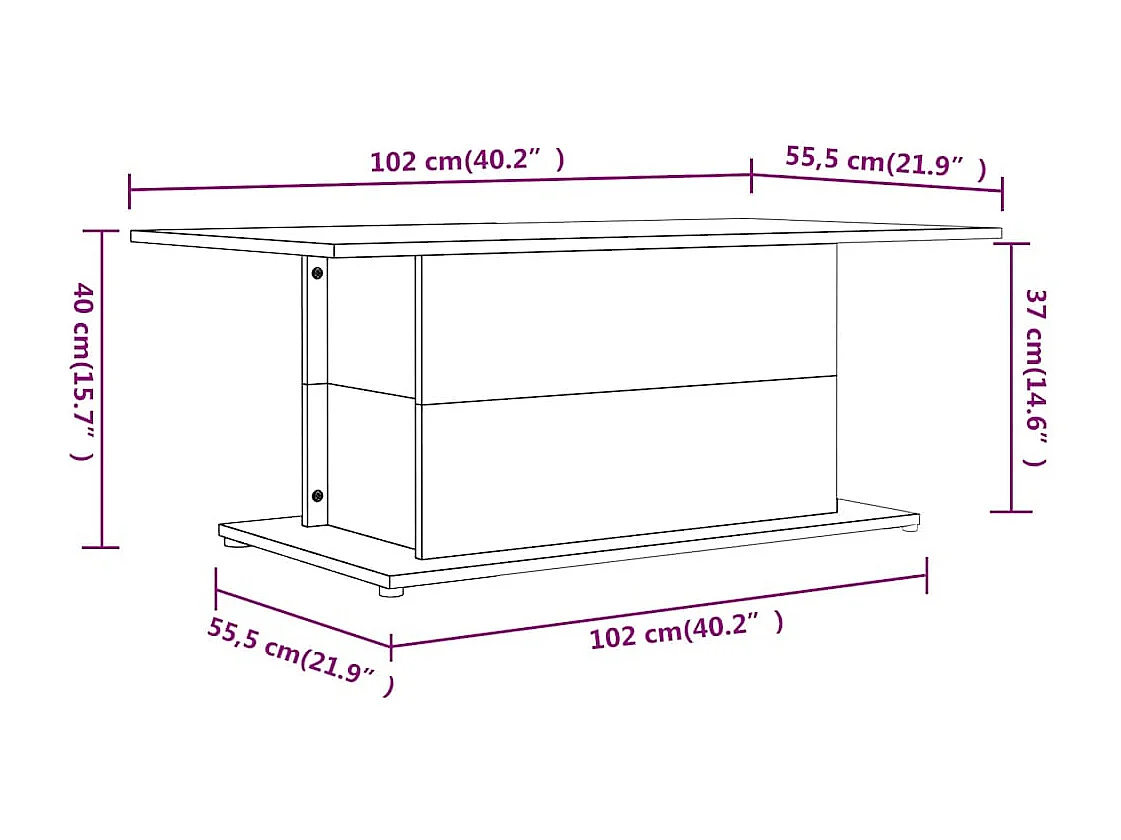 Couchtisch Schwarz 102x55,5x40 cm Holzwerkstoff