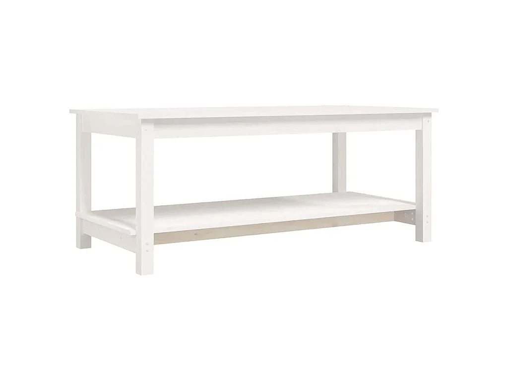 Table basse Blanc 110x55x45 cm Bois massif de pin