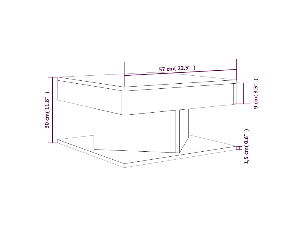 Table basse Sonoma gris 57x57x30 cm Bois d'ingénierie