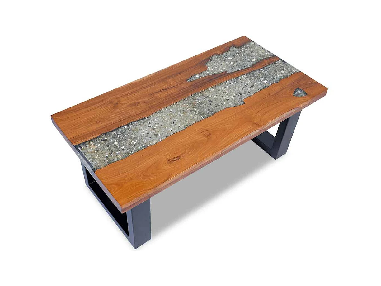 Table basse Teck Résine 100x50 cm