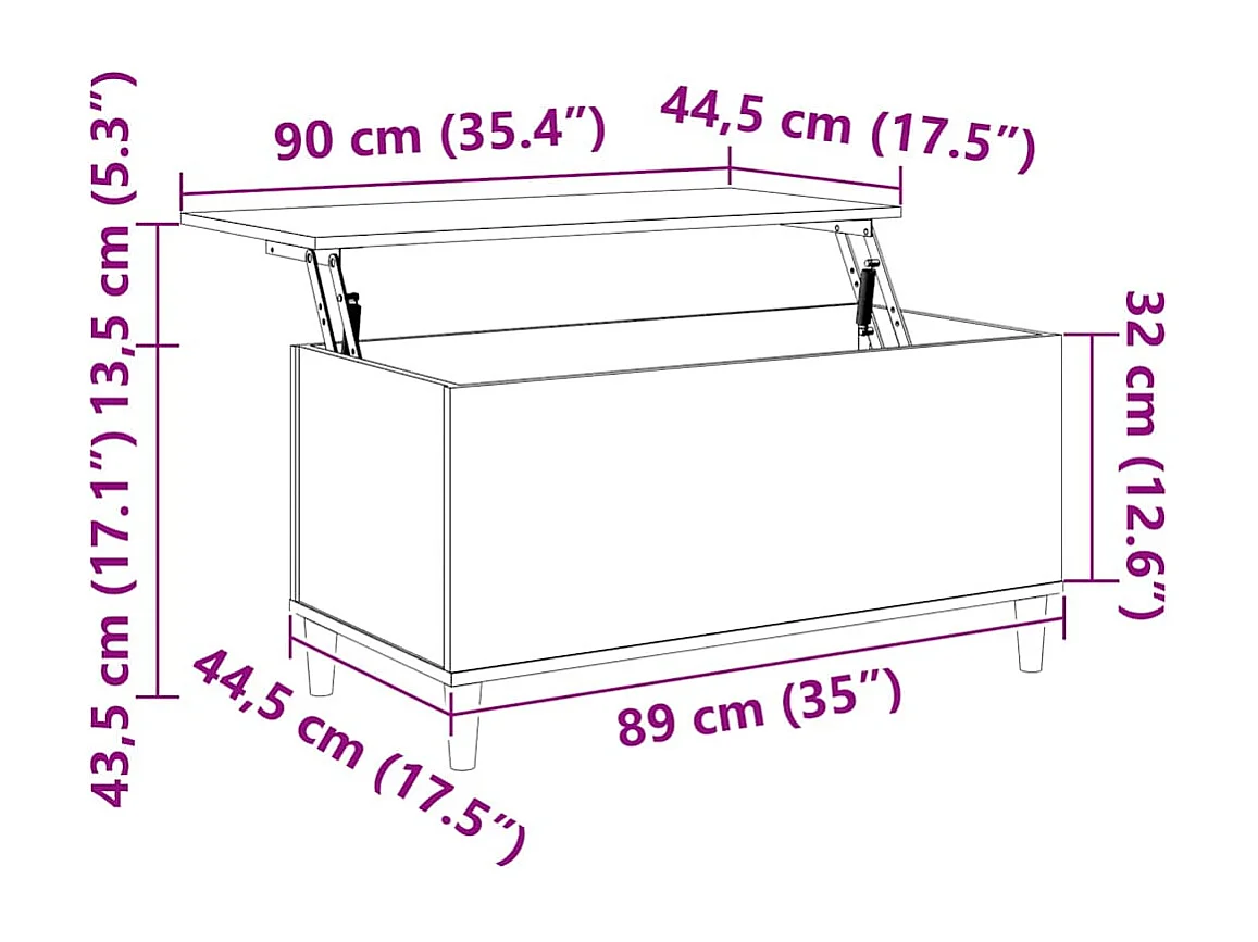 Couchtisch Braun Eichen-Optik 90x44,5x45 cm Holzwerkstoff