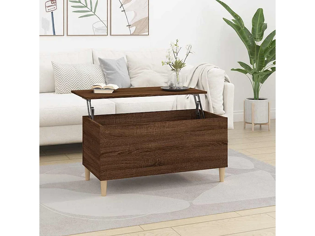 Salontafel 90x44,5x45 cm bewerkt hout bruin eikenkleur