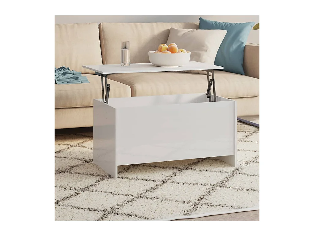Salontafel 102x55,5x52,5 cm bewerkt hout hoogglans wit