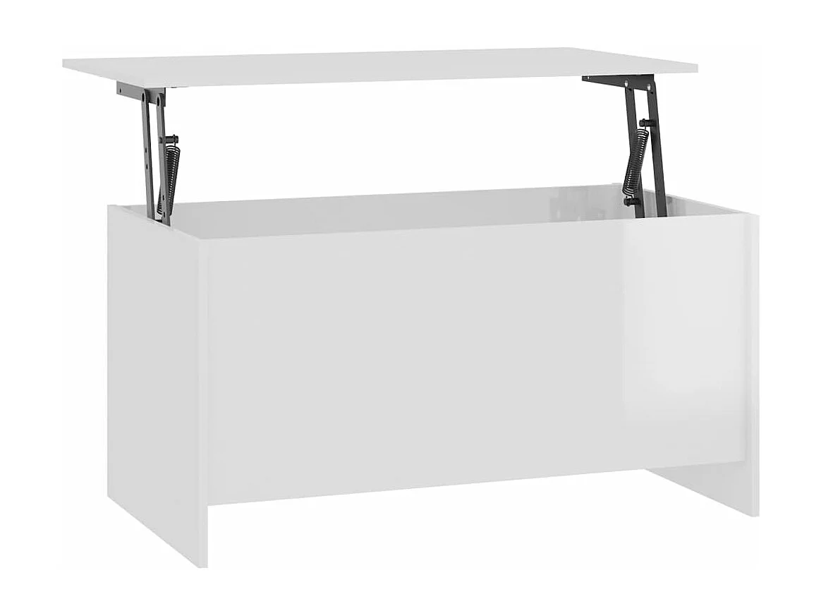 Table basse blanc brillant 102x55,5x52,5 cm bois d'ingénierie