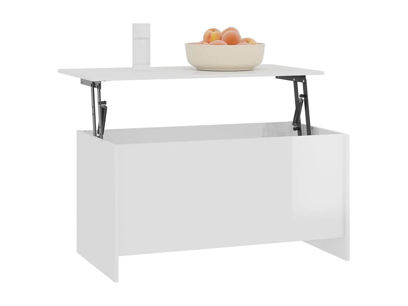 Table basse blanc brillant 102x55,5x52,5 cm bois d'ingénierie