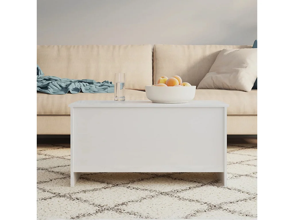 Table basse blanc brillant 102x55,5x52,5 cm bois d'ingénierie