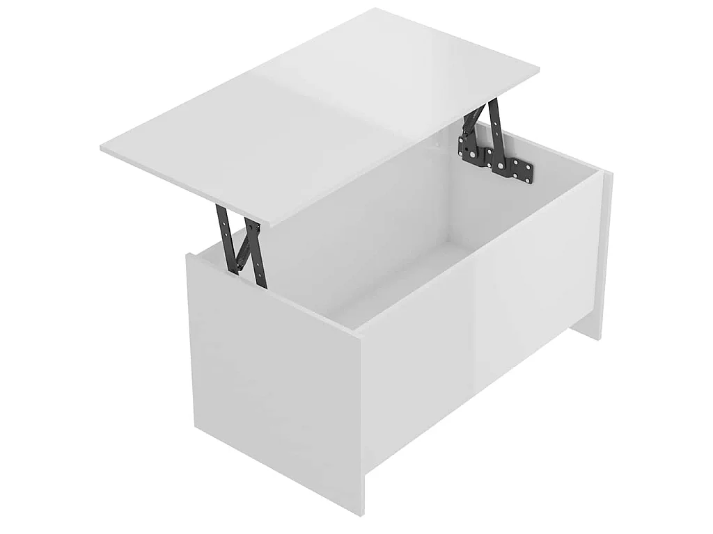 Table basse blanc brillant 102x55,5x52,5 cm bois d'ingénierie