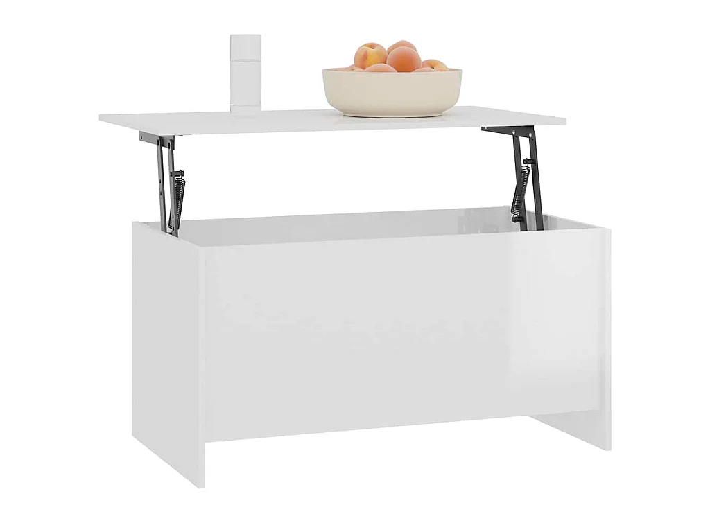 Table basse blanc brillant 102x55,5x52,5 cm bois d'ingénierie