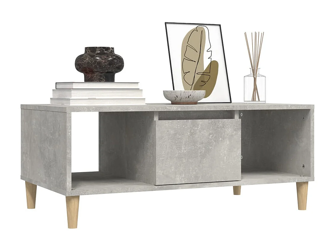 Mesa de centro madera contrachapada gris hormigón 90x50x36,5 cm
