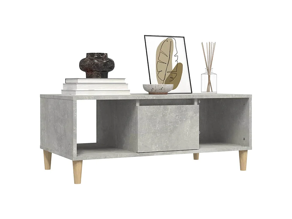 Table basse Gris béton 90x50x36,5 cm Bois d'ingénierie