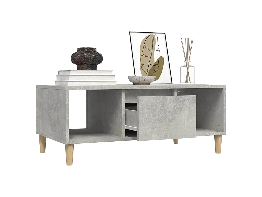 Table basse Gris béton 90x50x36,5 cm Bois d'ingénierie