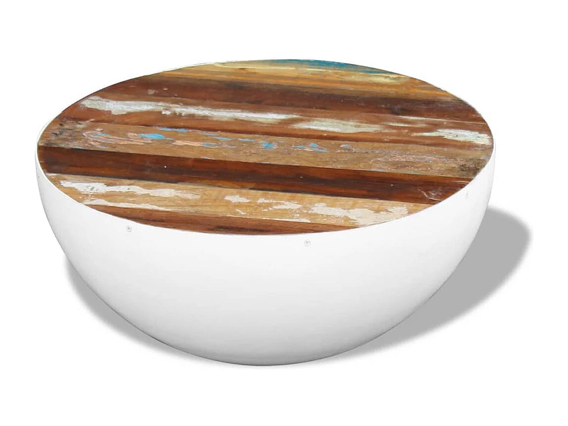 Table basse Forme de bol Bois de récupération massif 60x60x30cm