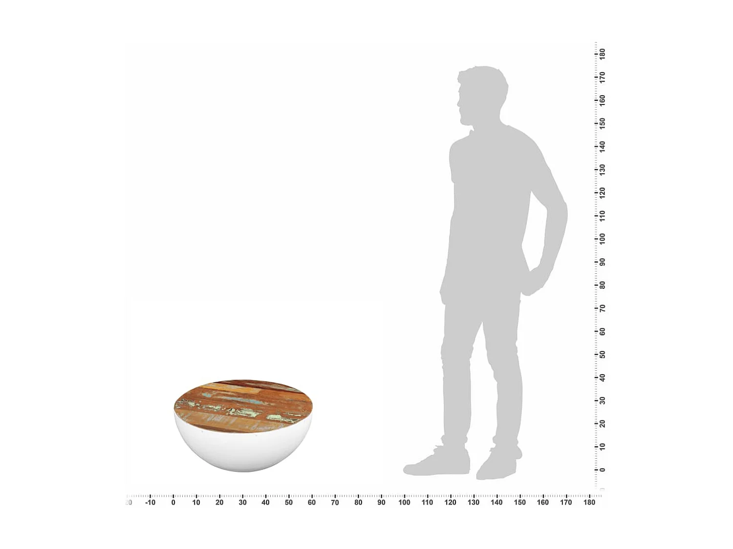 Table basse Forme de bol Bois de récupération massif 60x60x30cm