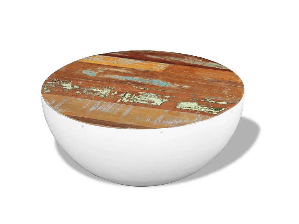 Table basse Forme de bol Bois de récupération massif 60x60x30cm