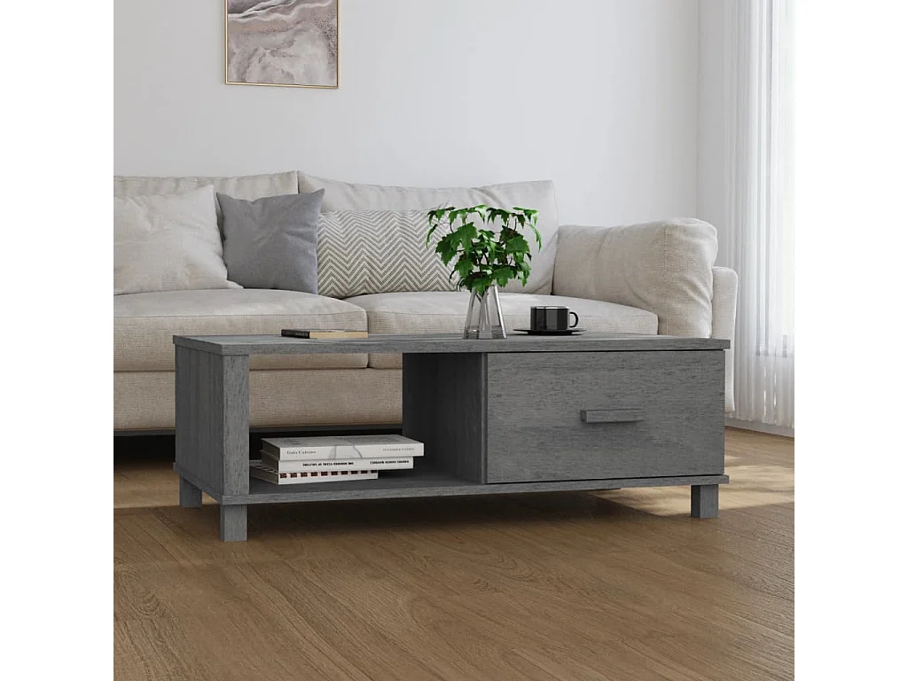 Couchtisch HAMAR Dunkelgrau 100x55x35 cm Massivholz Kiefer