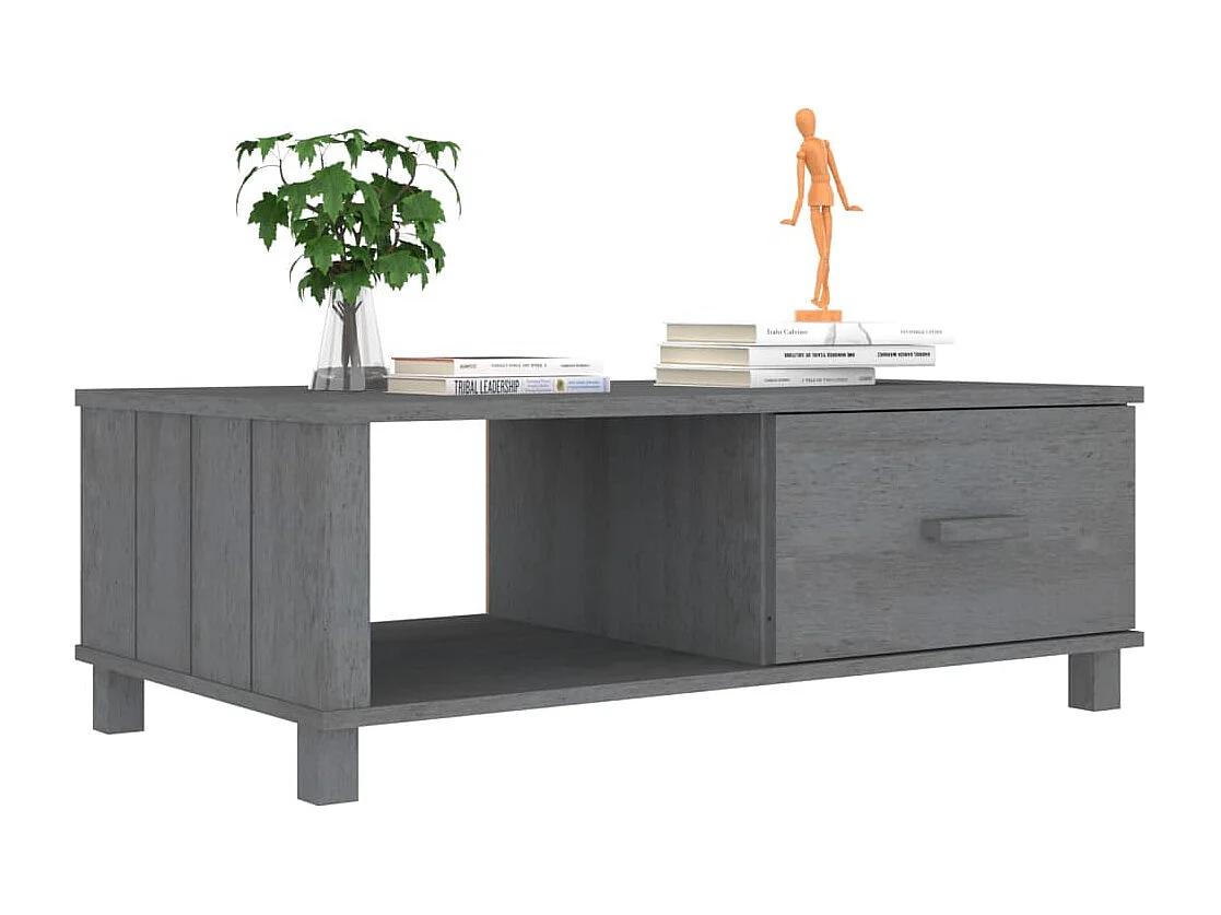 Couchtisch HAMAR Dunkelgrau 100x55x35 cm Massivholz Kiefer