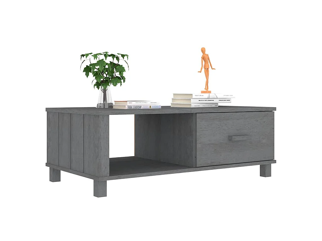 Tavolino HAMAR Grigio Scuro 100x55x35 cm Legno Massello di Pino
