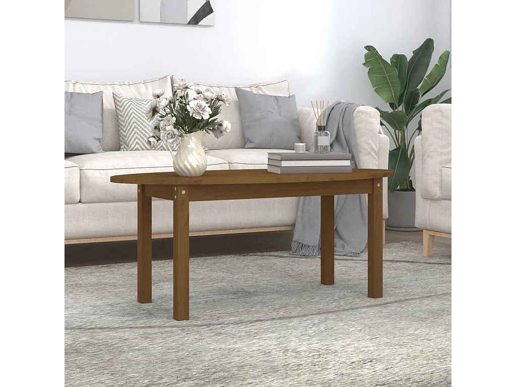 Table basse Marron miel 110x55x45 cm Bois massif de pin