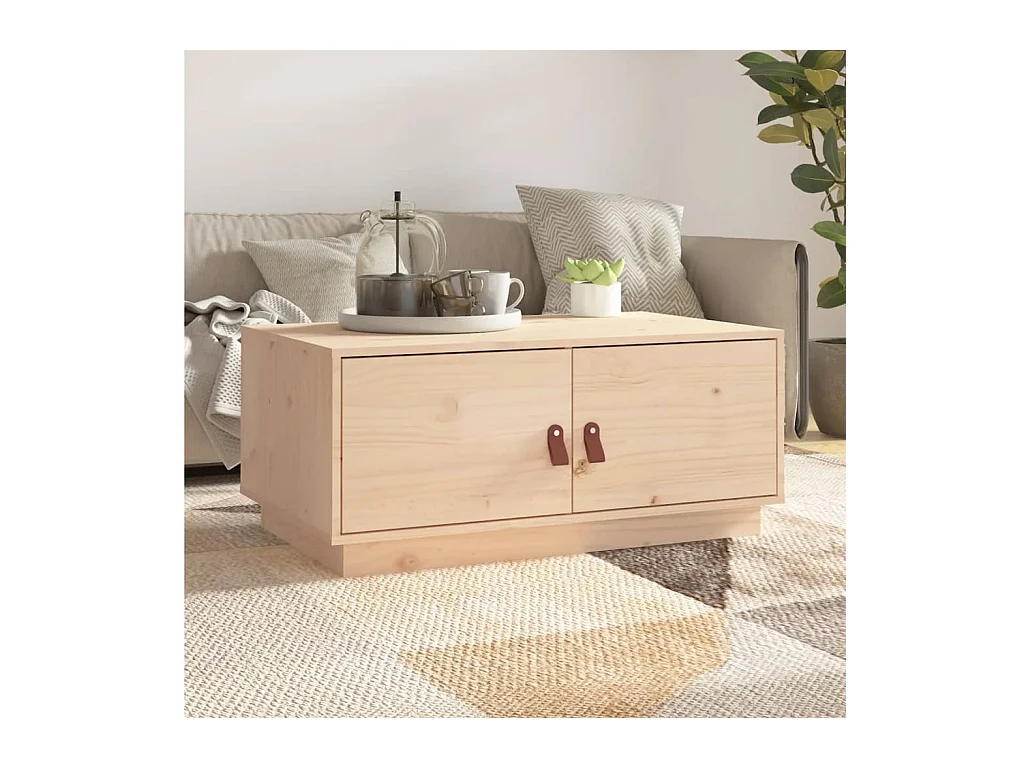 Tavolino da Salotto 80x50x35 cm Legno Massello di Pino