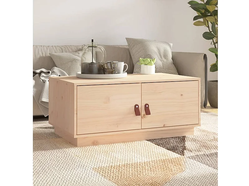 Mesa de centro de madera maciza de pino 80x50x35 cm