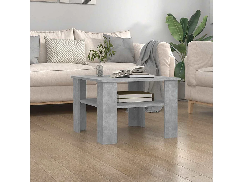 Tavolino da Salotto Grigio Cemento 60x60x42cm Legno Multistrato
