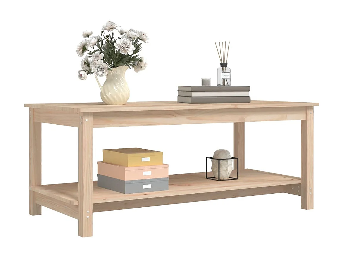Mesa de centro de madera maciza de pino 110x55x45 cm