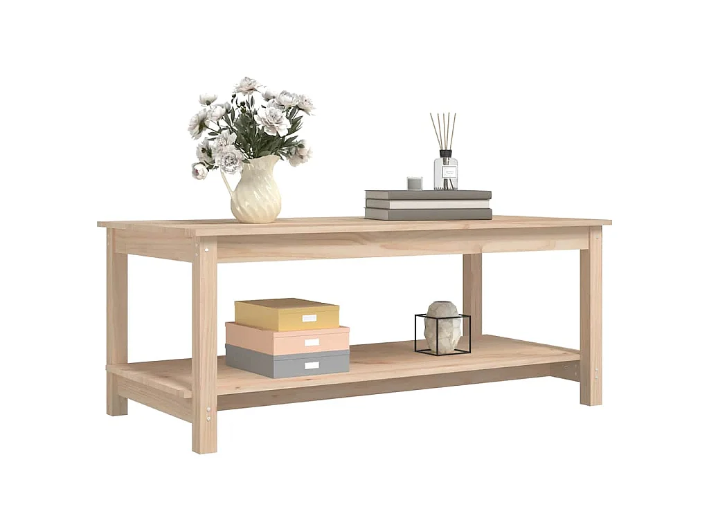 Tavolino da Salotto 110x55x45 cm Legno Massello di Pino