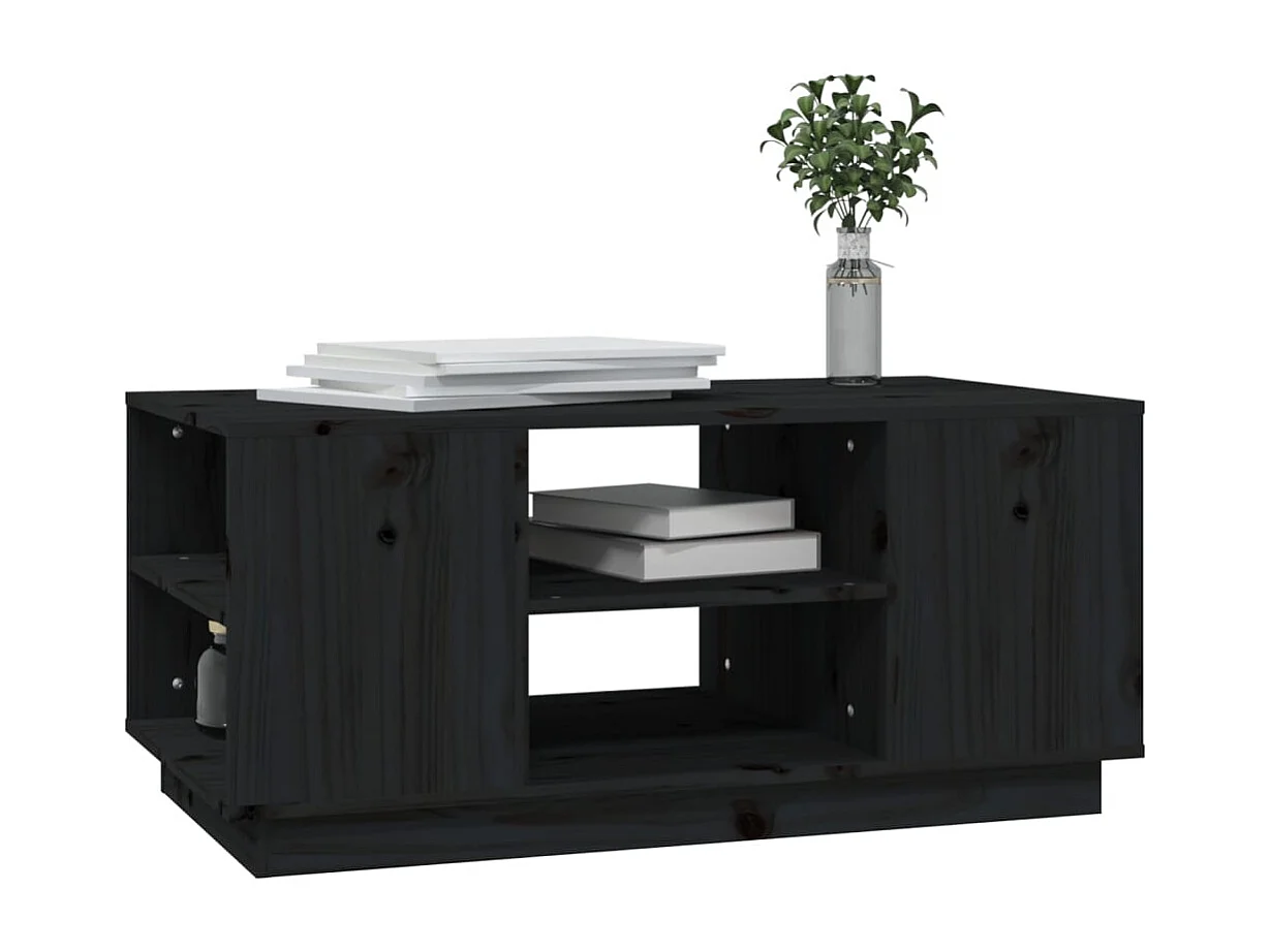 Couchtisch Schwarz 90x49x40,5 cm Massivholz Kiefer