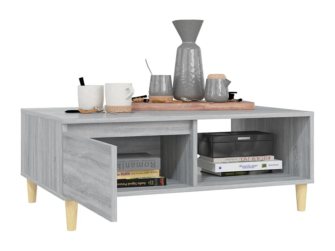Salontafel 90x60x35 cm bewerkt hout grijs sonoma eikenkleurig