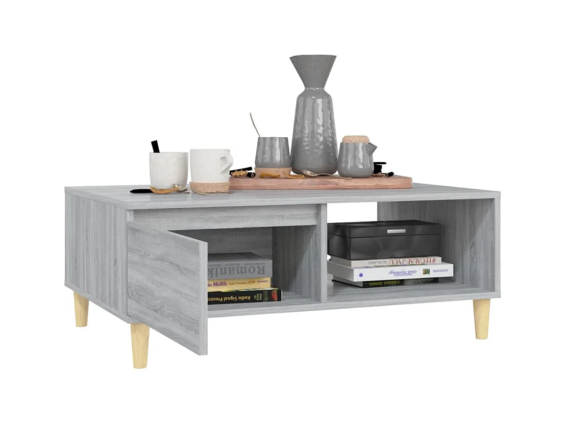 Table basse sonoma gris 90x60x35 cm bois d'ingénierie