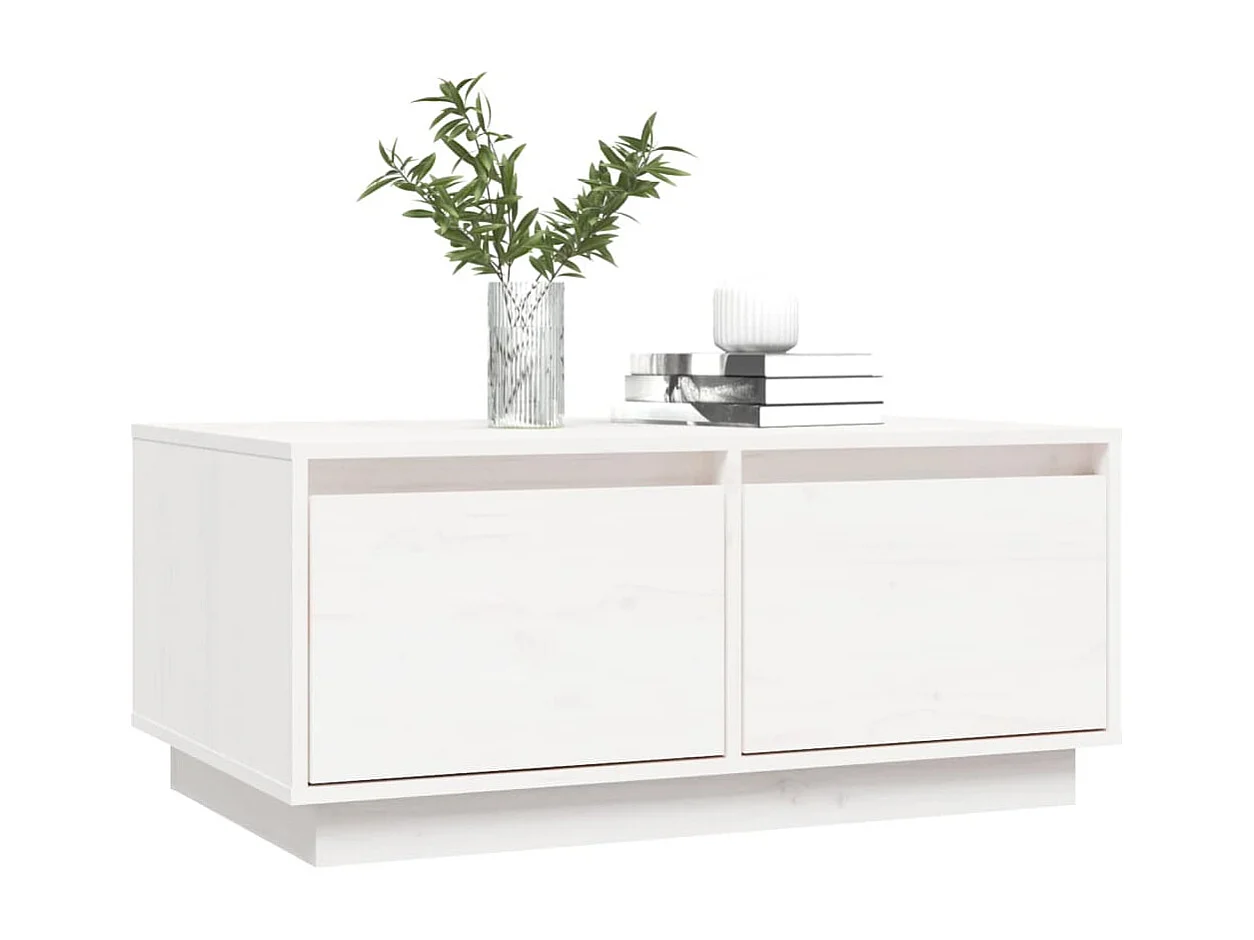 Mesa de centro de madera maciza de pino blanco 80x50x35 cm