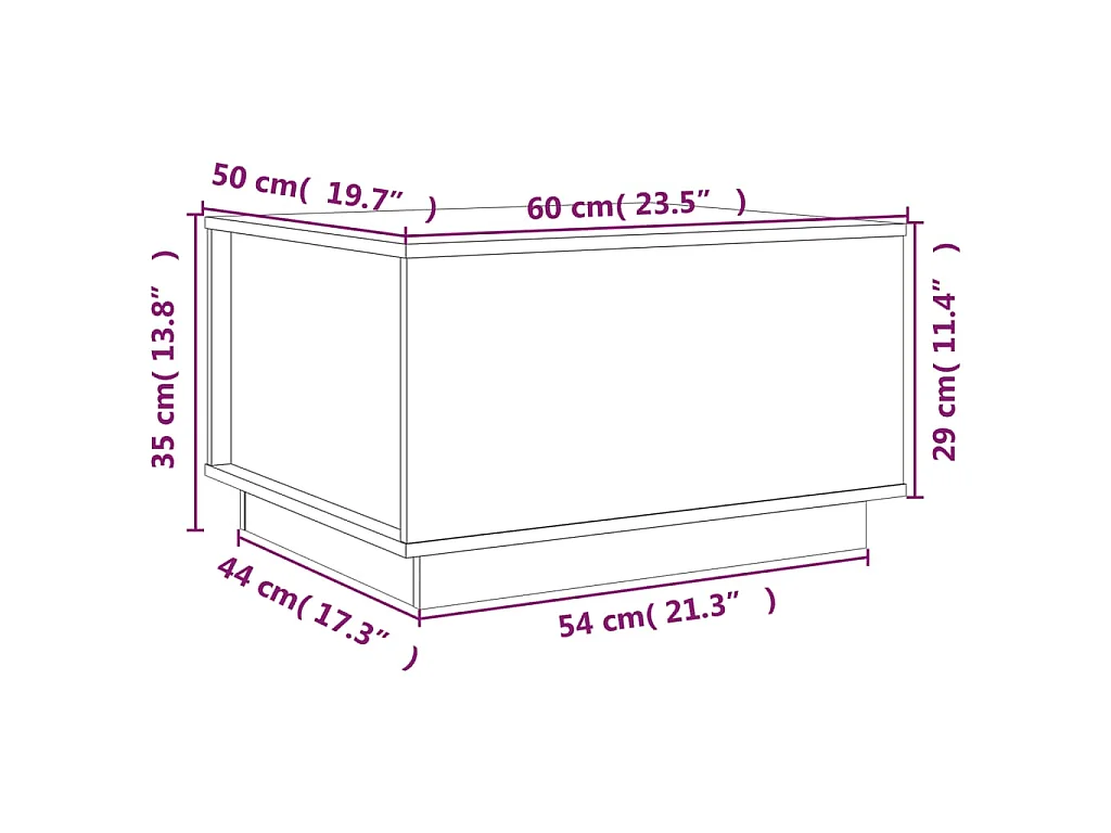Salontafel 60x50x35 cm massief grenenhout grijs
