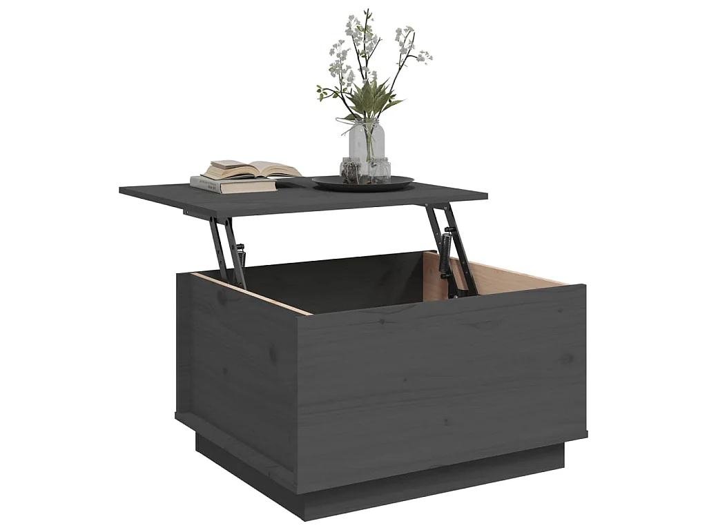 Salontafel 60x50x35 cm massief grenenhout grijs